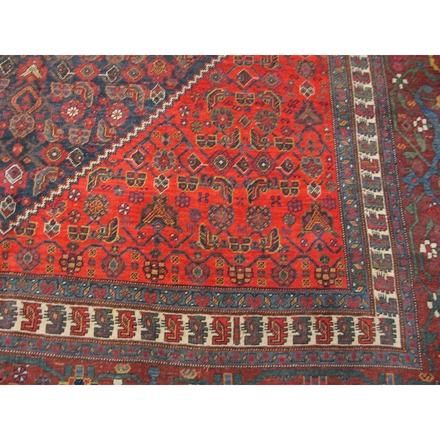 Wonderful Red and Blue Color With Rhombus Design Antique Bijar Rug For Sale - Image 4 of 6