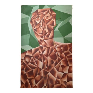 1970s Cubist Abstract Geometric MCM Outsider Artist Signed and Dated For Sale