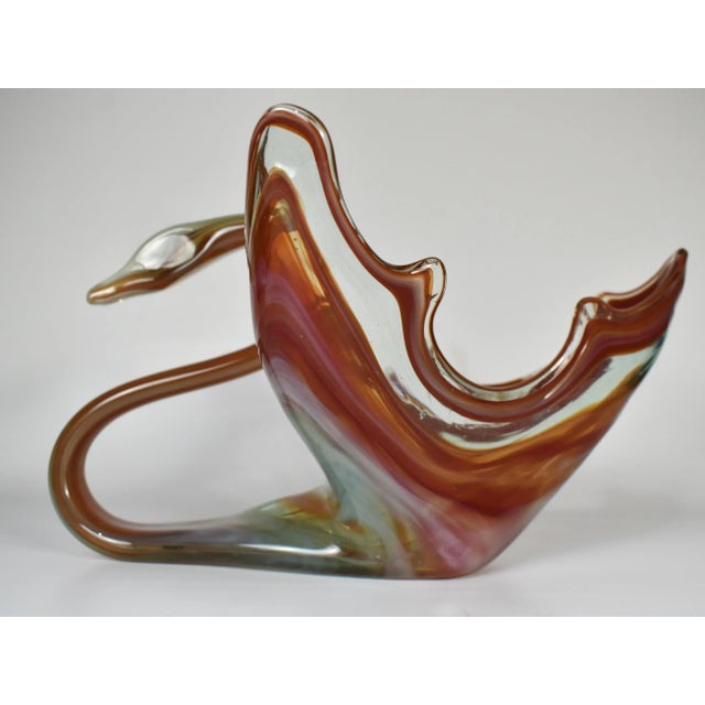 Mid Century Murano Style Glass Handblown Sawn Bowl For Sale - Image 4 of 10