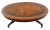 Gorgeous vintage oval coffee table by premier maker Weiman. Masterfully crafted from rich mahogany with striking flame...