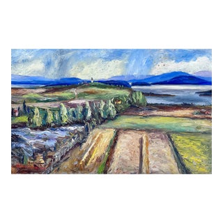 Farm by the Lake Oil Painting For Sale