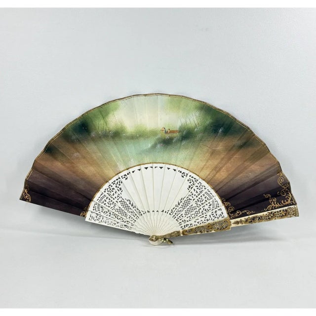 Late 19th Century Late 19th Century Signed J Billvas Hand Painted Silk Fan in Original Simon Loscertales Bona Roma Box For Sale - Image 5 of 11