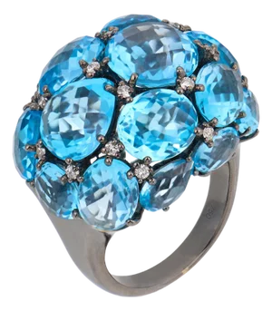 Vintage 25.00 Carat Blue Topaz 18k Gold Cocktail Ring, Size 6.75