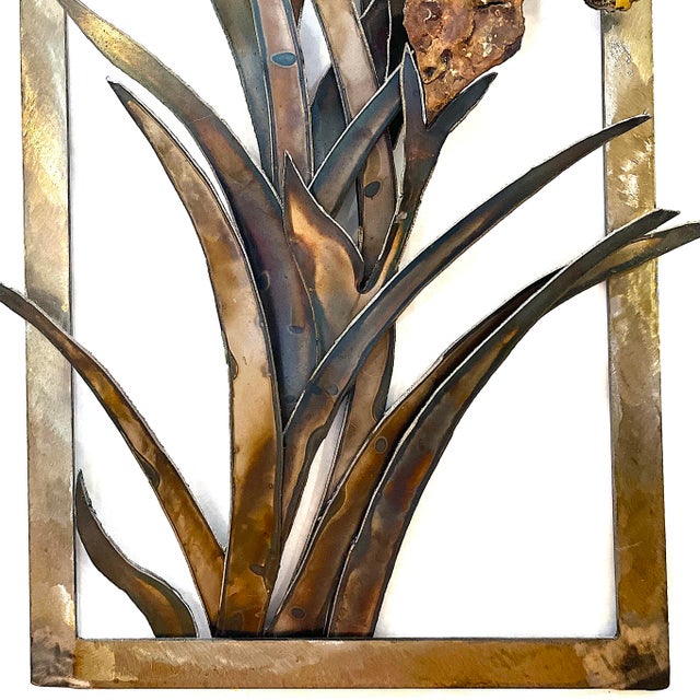 Blooming Iris - 1990's 3-Dimensional Steel Wall Sculpture by Sam Briseno For Sale - Image 9 of 14