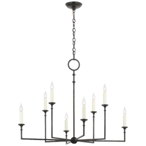 Chapman & Myers for Visual Comfort Signature Rowen X-Large 8-Light Chandelier in Aged Iron