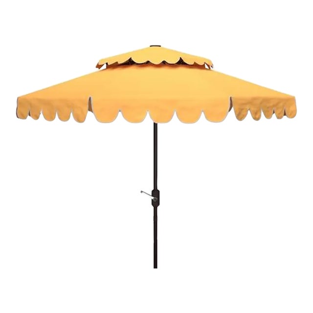 Outdoor Venice 9ft Round Double Top Crank Umbrella - Yellow For Sale