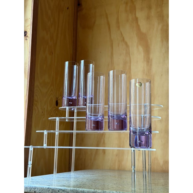 Blue Mid-Century Modern West German Alexandrite Glass Highball Glasses by TC Kristall, 1960, Set of 5 For Sale - Image 8 of 15