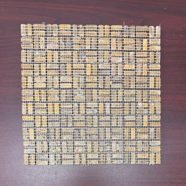 Gold Travertine Honed Paolo Basketweave For Sale - Image 4 of 4