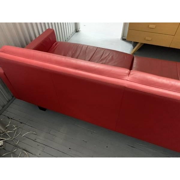 2010s Midcentury Style Sofa Red Leather by Room & Board (Stated Price or Obo) For Sale - Image 5 of 6