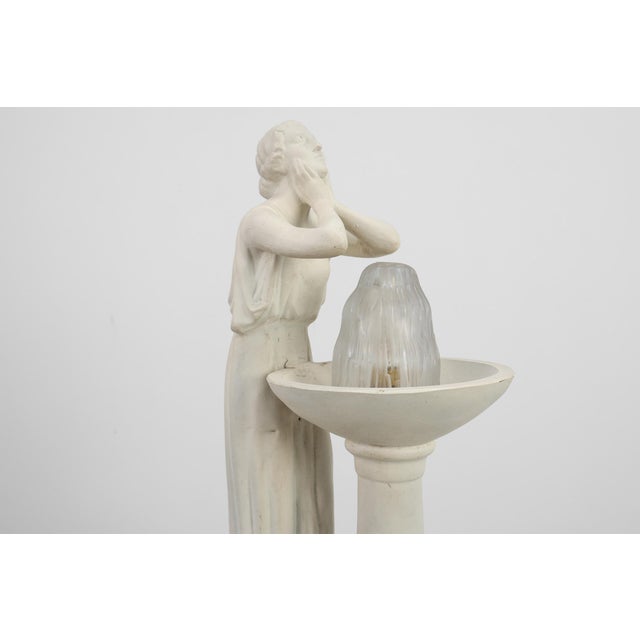 White Art Deco Vichy Advertising Lamp in Plaster, Belgium, 1930s For Sale - Image 8 of 14