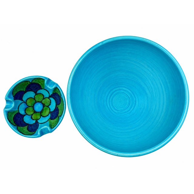 An exceptional two-piece ensemble of Italian Mid-Century Modern art pottery, circa 1960s–early 1970s, comprising a...