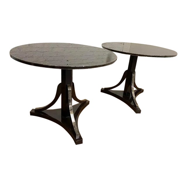 Mahogany Lacquer and Silver Gilt Occasional Tables, Set of Two For Sale