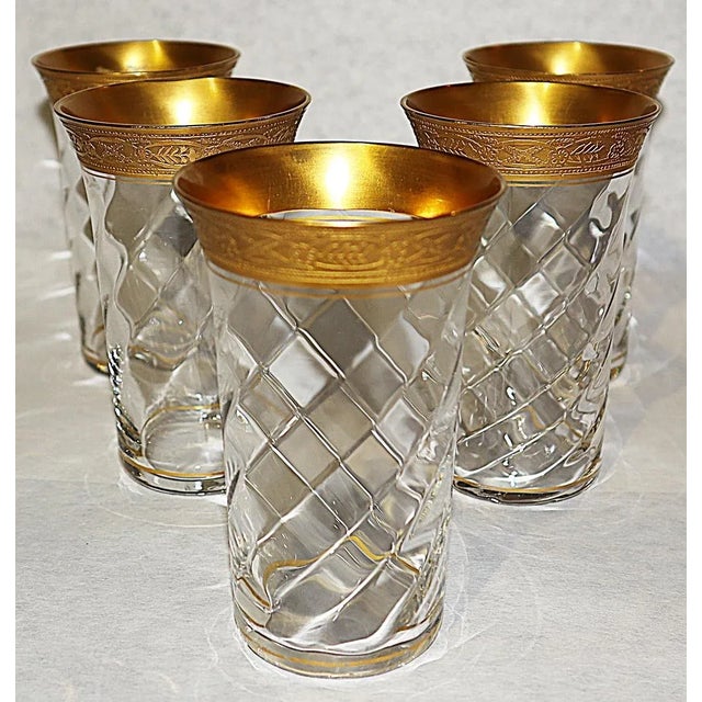 1920s 1920s Vintage Gilt Rim Wine Stems- Set of 5 For Sale - Image 5 of 5