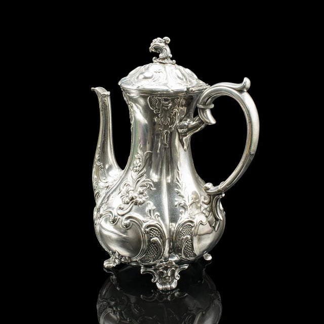 Antique 4 Piece Tea Service, English, Silver Plate, Coffee Pot, Edwardian, 1910 For Sale - Image 4 of 12