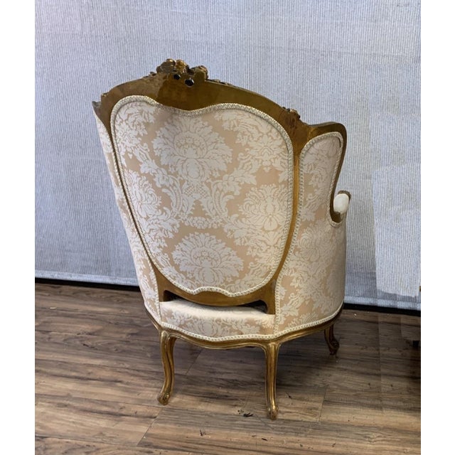 1930s French Louis XVI White Bergere Tufted Wingback Arm Chair - Down Cushion #2 For Sale - Image 5 of 5