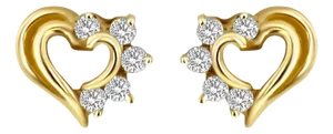 Heart Shaped Cutout Diamond Studs .19cttw 14k Yellow Gold, 2 Pieces
