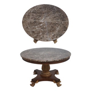 Drexel Heritage Round Regency Style Marble Top Table For Sale