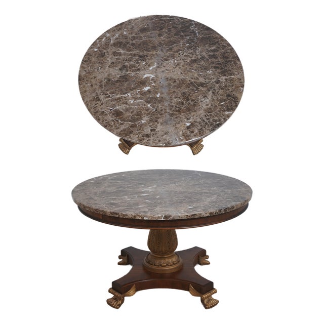 Drexel Heritage Round Regency Style Marble Top Table For Sale