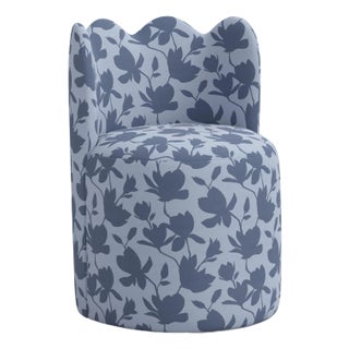 Spritely Home Nyla Dining Chair in Silhouette Floral Periwinkle For Sale