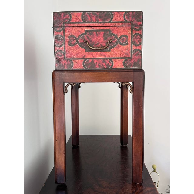 Cinnamon Theodore Alexander Georgian Style Decoupaged Mahogany Cellarette Box on Stand For Sale - Image 8 of 11