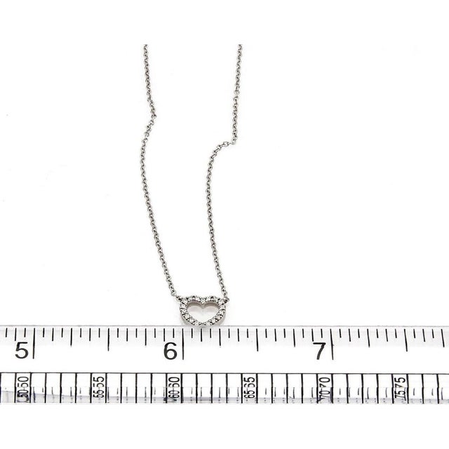 Metal Mid 20th Century Tiffany & Co. Metro Diamond 18k White Gold Heart Pendant Necklace For Sale - Image 7 of 7