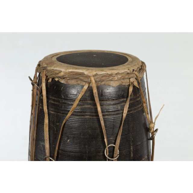 Mid 20th Century Thai Wood and Leather Klong Khaek Processional Drum with Distressed Appearance For Sale - Image 5 of 13