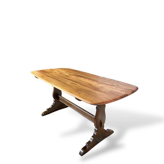 Refectory Plank Top Dining Table in Blonde Elm and Beech from Ercol, 1960s For Sale - Image 6 of 11