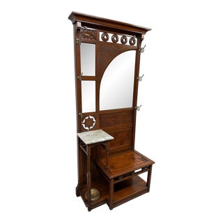 Late 19th Century Arts & Crafts Walnut Hall Tree For Sale