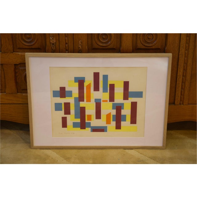 Modern Jean Legros, Abstract Composition, 1957, Painting on Paper For Sale - Image 3 of 6