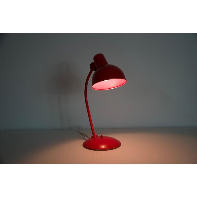 1960s Mid-Century Red Metal Table Lamp attributed to Kaiser, 1960s, Germany from Kaiser Idell / Kaiser Leuchten For Sale - Image 5 of 12