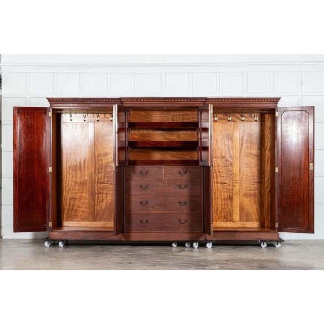 circa 1880 Monumental 19thC English Mahogany Breakfront Compactum Wardrobe W315 x D65 x H192 cm Weight 228 kg 5 individual...