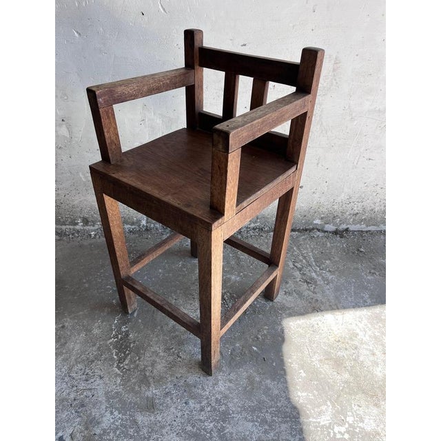 Wood Brutalist Oak Childrens Chair, 1960s For Sale - Image 7 of 10