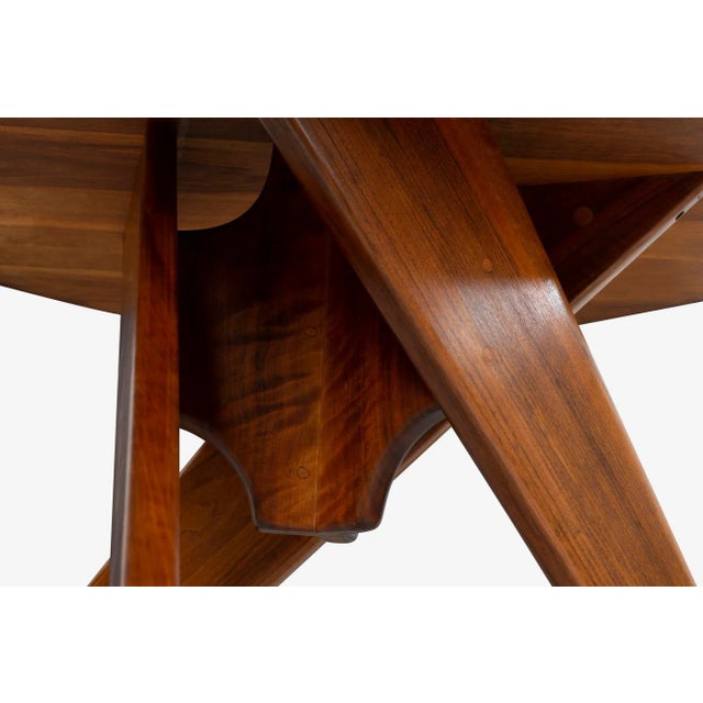 Brown Arthur Espent Carpenter Three Leg Table Walnut Dining Table 1960 For Sale - Image 8 of 12