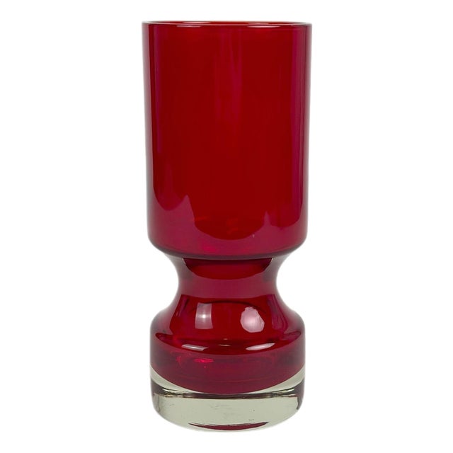Mid-Century Modern Red Glass Vase from Alsterfors, Sweden, 1960s For Sale