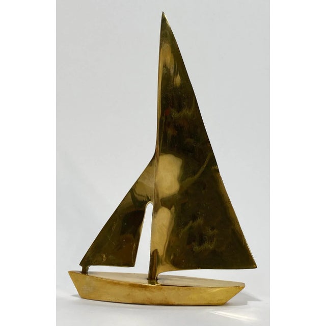 Mid-Century Modern Large Vintage Modern Brass Sailboat For Sale - Image 3 of 4