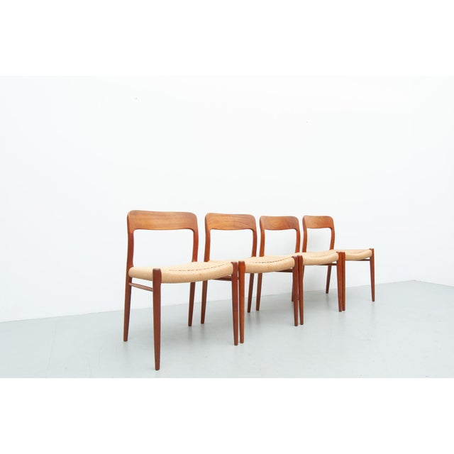 Vintage Model 75 Dining Chairs in Teak by Niels Otto Møller for J. L. Møller Møbelfabrik, 1950s, Set of 4 For Sale - Image 6 of 18
