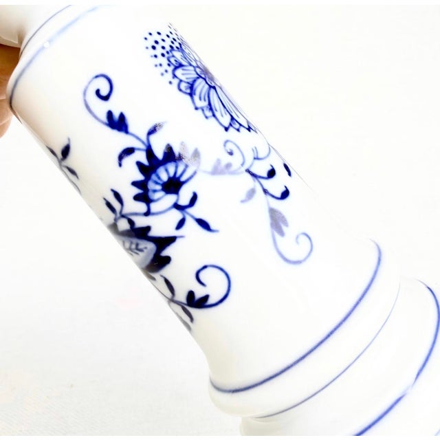 1980s Porcelain Candlestick with Blue Floral Pattern fom Meissen, 1980s For Sale - Image 5 of 8