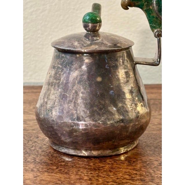 Vintage Los Castillo Silver Plate Parrot Sugar Dish, Malachite Stone For Sale In Miami - Image 6 of 11