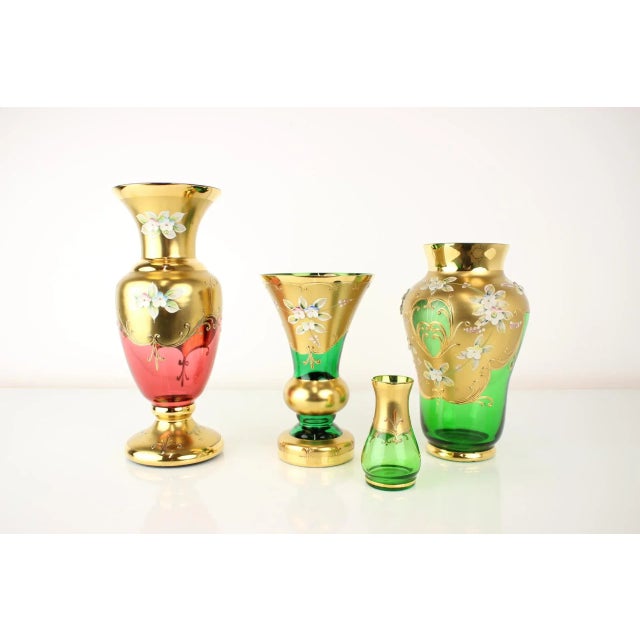 Glass Bohemian Gold Glass Vase, Czechoslovakia, 1950s For Sale - Image 7 of 14