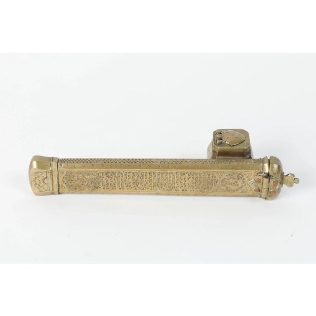 19th Century Islamic Brass Qalamdan Inkwell With Calligraphy, Persia/Turkey For Sale - Image 4 of 9
