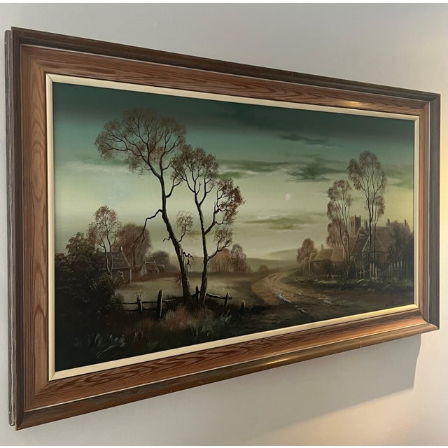 Winter Trees at Village in English Countryside by 20th Century British Artist 1985 Circa For Sale - Image 6 of 13