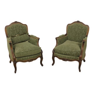 Vintage French Louis XV Style Bergere Armchairs For Sale