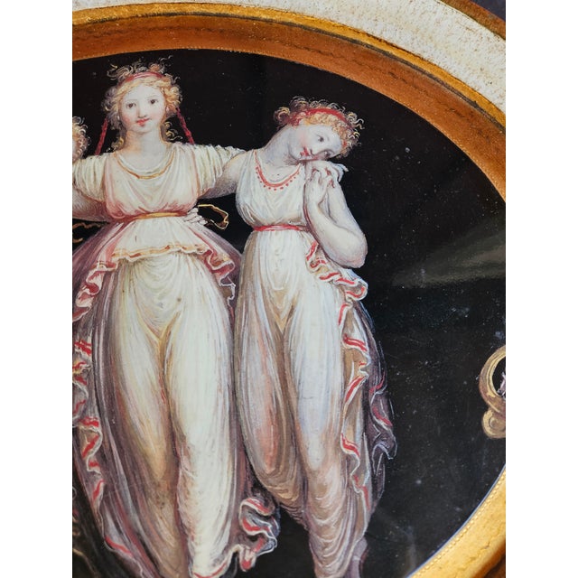 Beautiful Gilt Wood Florentine Tray Depicting the Three Graces For Sale - Image 4 of 6