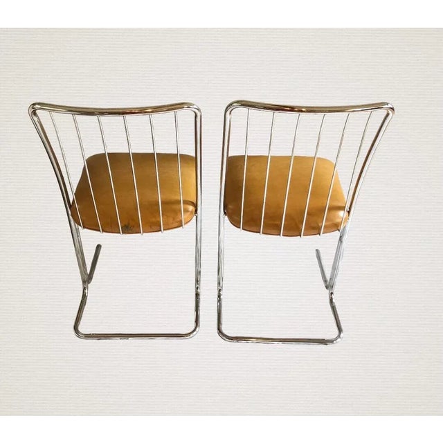Mid-Century Modern Mid-Century Modern Cantilevered Chrome Dining Chairs by Daystrom- Set of 2 For Sale - Image 3 of 7
