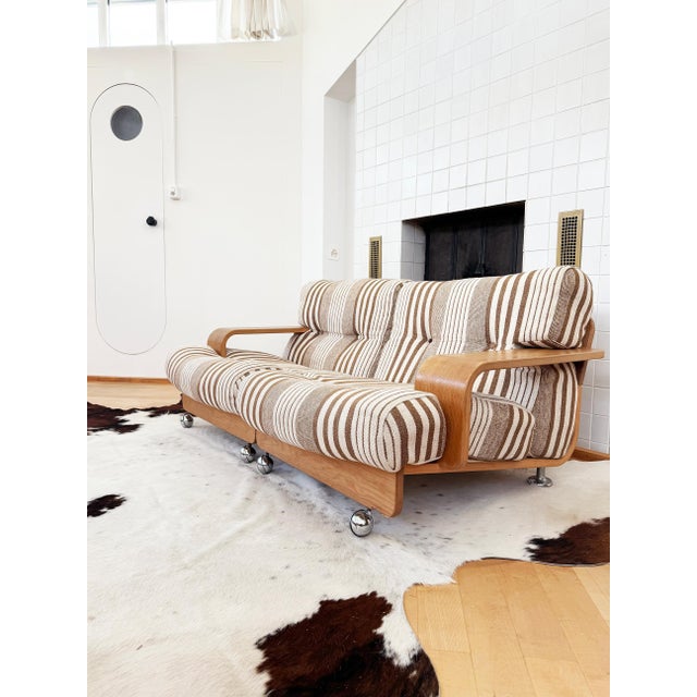 70s Mario Bellini Cassina "Pianura" style Oak Two Seater Sofa Loveseat (2 of 2) For Sale - Image 17 of 18