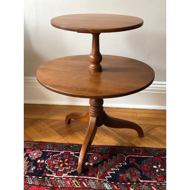 Vintage Ethan Allen MidCentury Maple TwoTiered Round Side Table