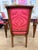 Ethan Allen Ethan Allen Dining Table Set With 6 Red Damask Upholstered Chairs 7 Pc For Sale - Image 4 of 11