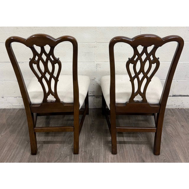 Vintage Chippendale Style Mahogany Dining Chairs - Pair For Sale - Image 11 of 11