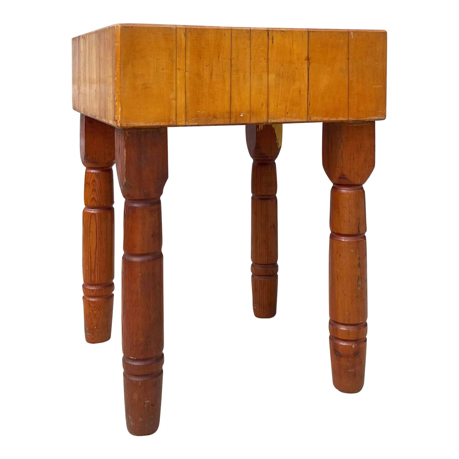 Mid Century Maple Square Butcher Block With Jigsaw Joinery | Chairish
