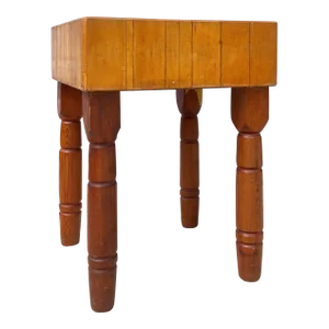 Mid Century Maple Square Butcher Block With Jigsaw Joinery